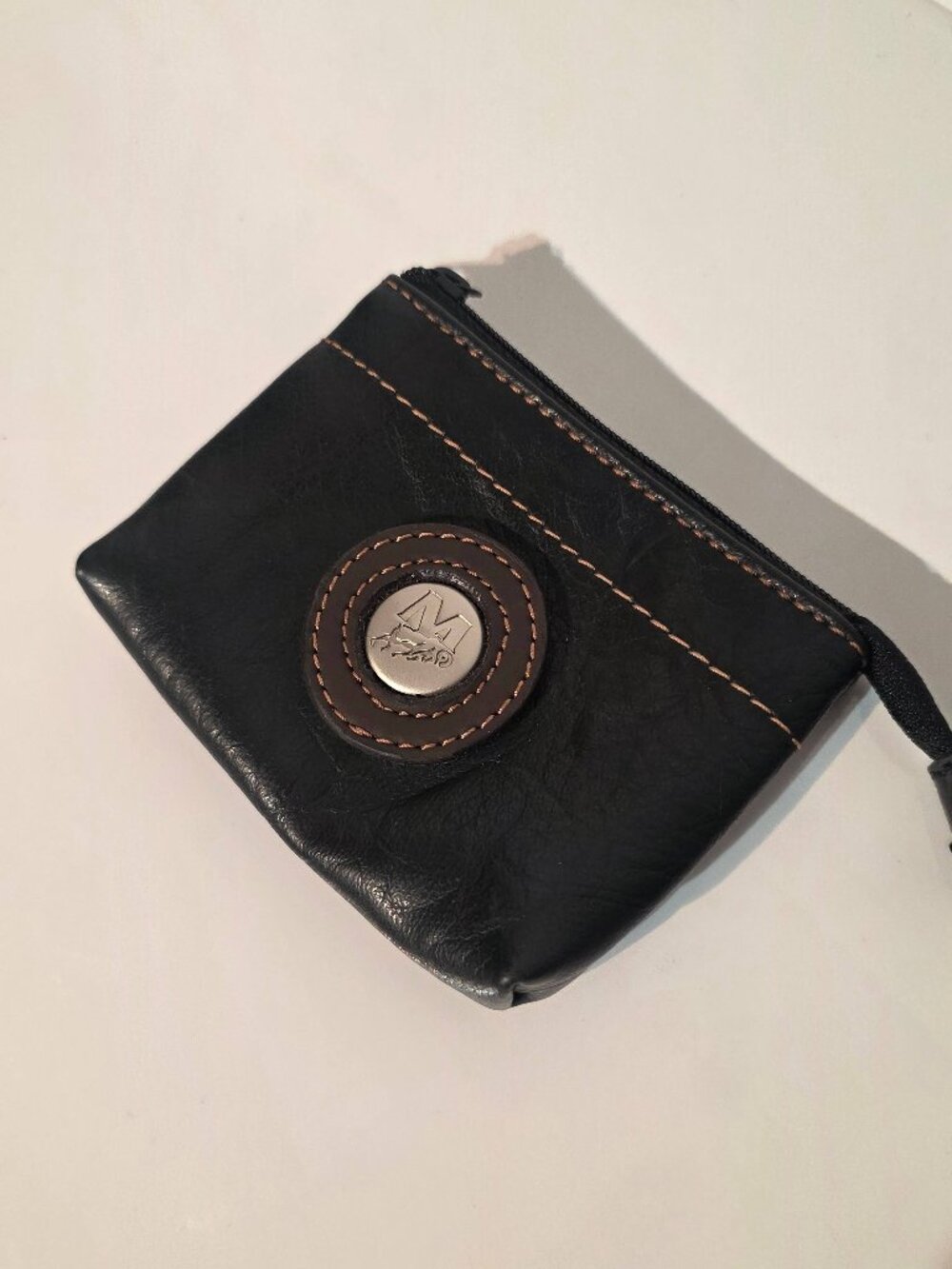 Mouflon Leather Coin & Card Pouch – Black – Zip Closure